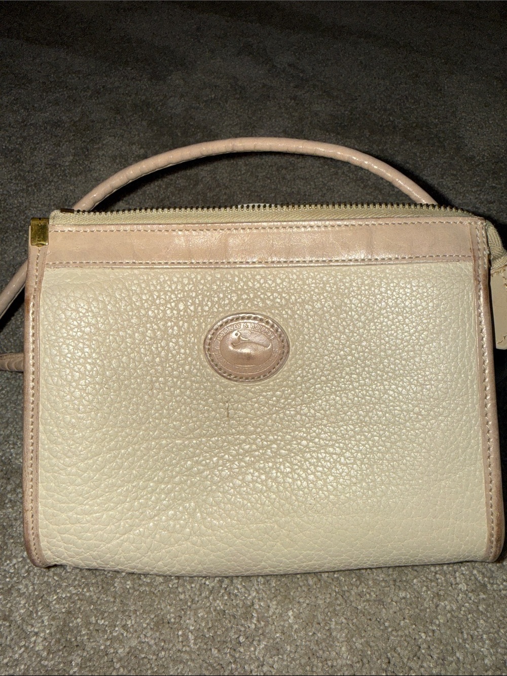 Vintage DOONEY AND BOUKE Leather Crossbody Bag in Cream and Tan
